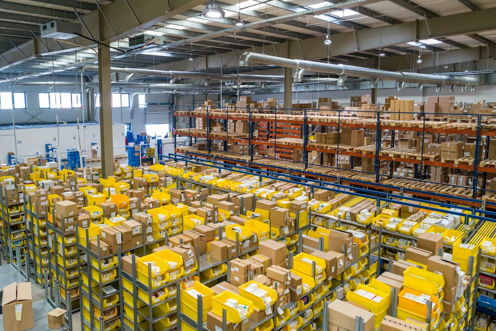 Warehouse interior representing custom application and operations software